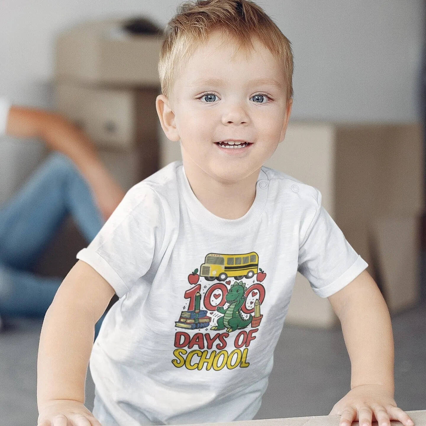 Dinosaur 100 Days of School Tee, Dino Boy, Girl T-Shirt, 100 Days of Learning, Teacher Shirt
