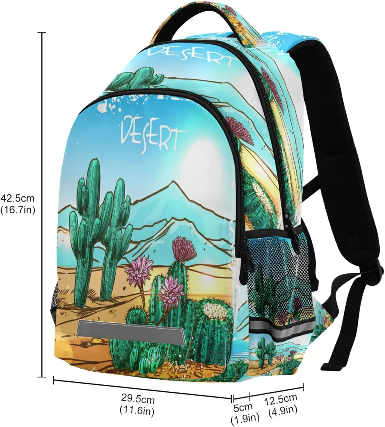 Eionryn Cactuses in Mexico Desert with Mountains Backpack Desert Landscape with Cacti Laptop Backpacks Book Bags Water Resistant Daypack Durable College Shoulder Bag Sports Travel Day Pack