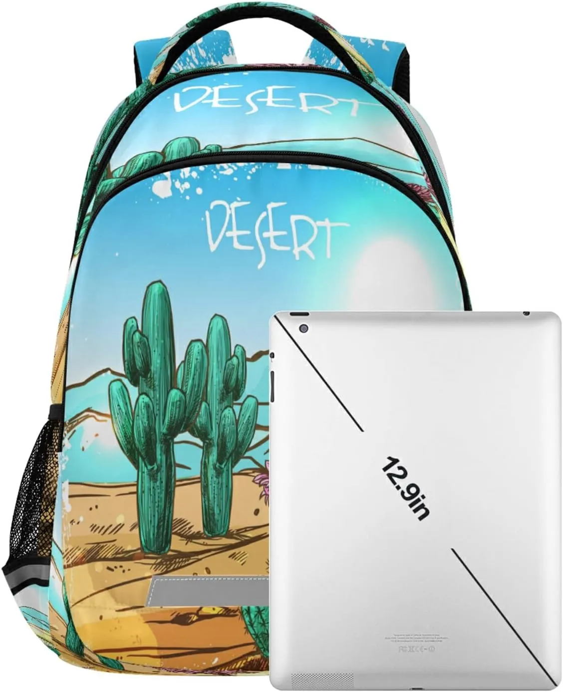 Eionryn Cactuses in Mexico Desert with Mountains Backpack Desert Landscape with Cacti Laptop Backpacks Book Bags Water Resistant Daypack Durable College Shoulder Bag Sports Travel Day Pack