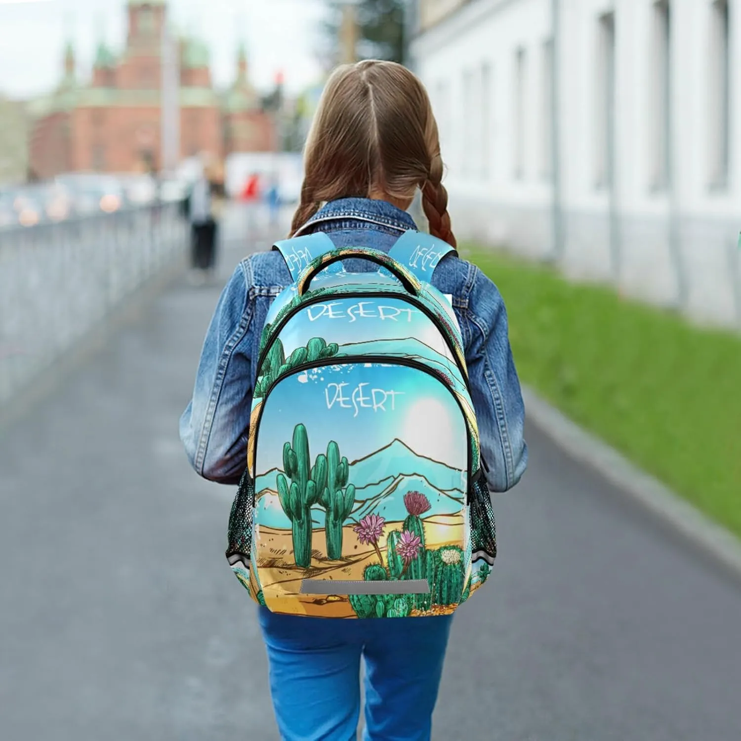 Eionryn Cactuses in Mexico Desert with Mountains Backpack Desert Landscape with Cacti Laptop Backpacks Book Bags Water Resistant Daypack Durable College Shoulder Bag Sports Travel Day Pack