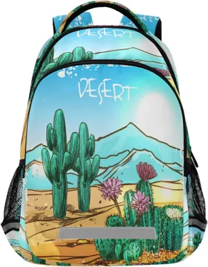 Eionryn Cactuses in Mexico Desert with Mountains Backpack Desert Landscape with Cacti Laptop Backpacks Book Bags Water Resistant Daypack Durable College Shoulder Bag Sports Travel Day Pack