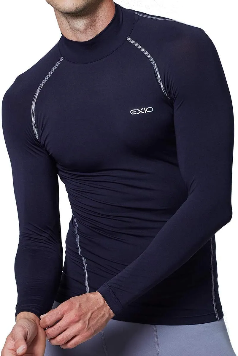 EXIO Mens Mock Compression Baselayer Top Cool Dry Long-Sleeve Shirt EX-T02