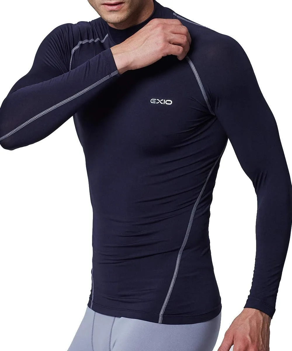 EXIO Mens Mock Compression Baselayer Top Cool Dry Long-Sleeve Shirt EX-T02