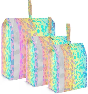 Fashion Leopard Rainbow Packing Cubes for Travel 3 Set Packing Cubes Large Suitcase Organizer Bags for Travel