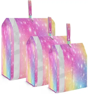 Fashion Rainbow Packing Cubes for Travel 3 Set Compression Travel Cubes Luggage Cubes for Travel