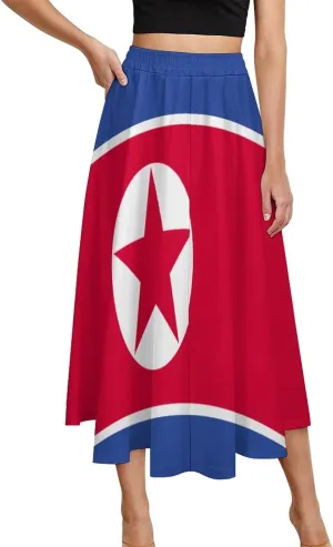 Fattyeery Skirts for Womens Kiribati Flag Summer Comfy Dress Casual High Waist Holiday Long Skirts