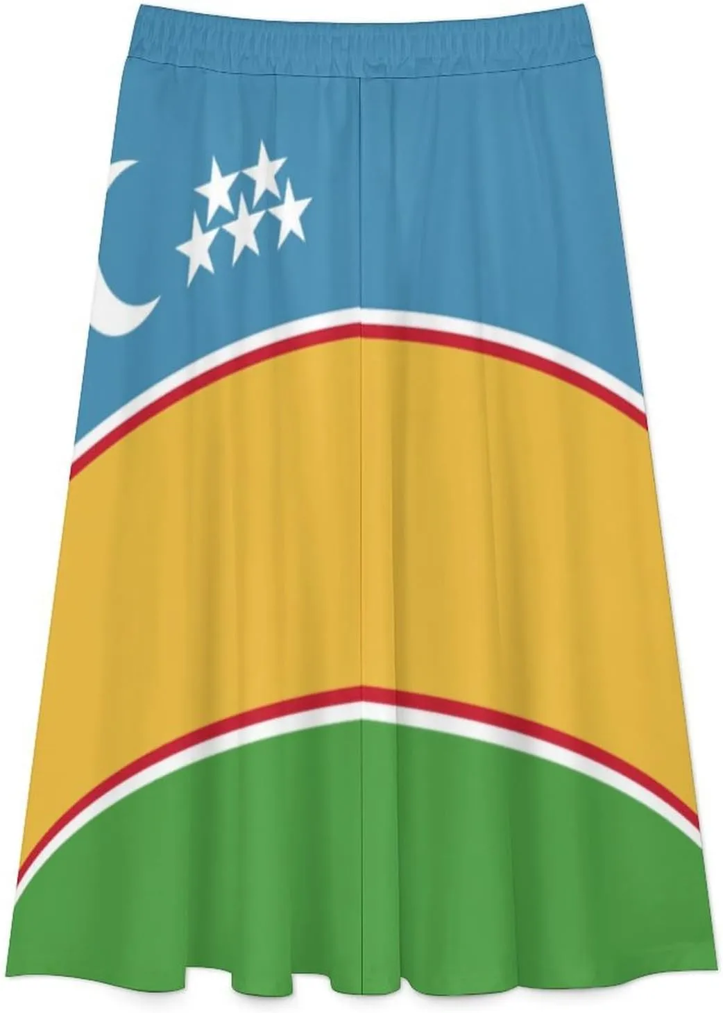 Fattyeery Skirts for Womens Kiribati Flag Summer Comfy Dress Casual High Waist Holiday Long Skirts