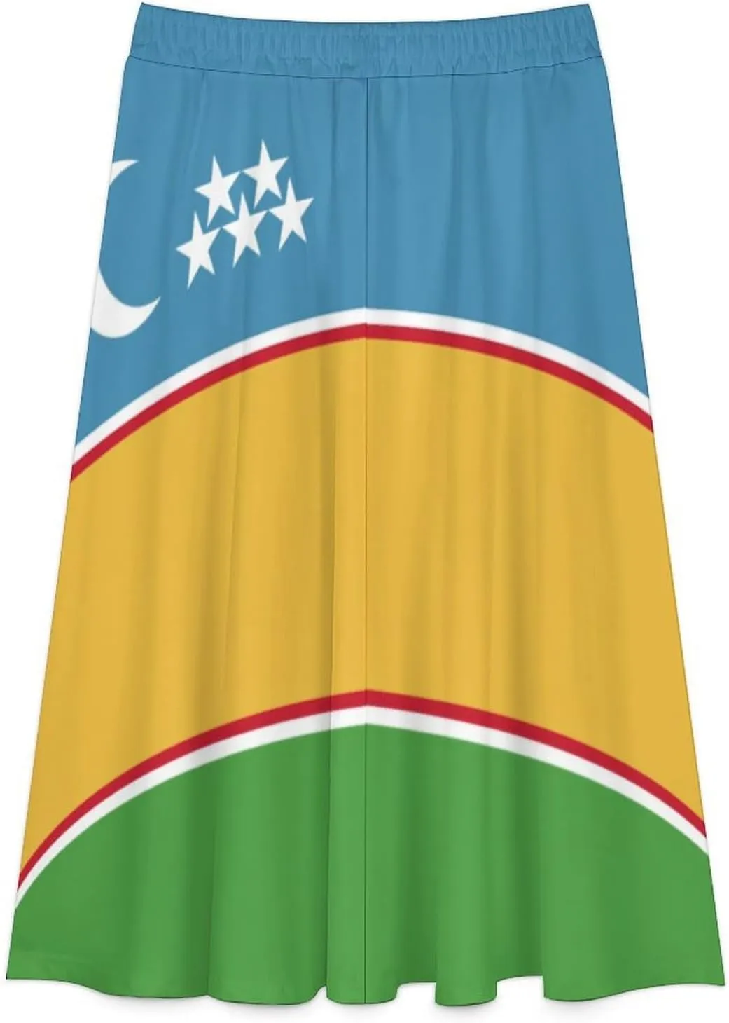 Fattyeery Skirts for Womens Kiribati Flag Summer Comfy Dress Casual High Waist Holiday Long Skirts