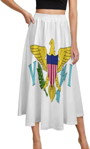 Fattyeery Womens Half Long Skirt Burkina Faso Flag Casual Pleated Plisse Hem Summer for Womens Midi Skirt Dress