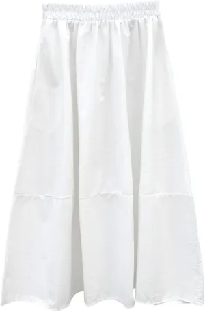 Femiserah Women's Casual High Waist Pleated A-Line Midi Skirt with Pockets