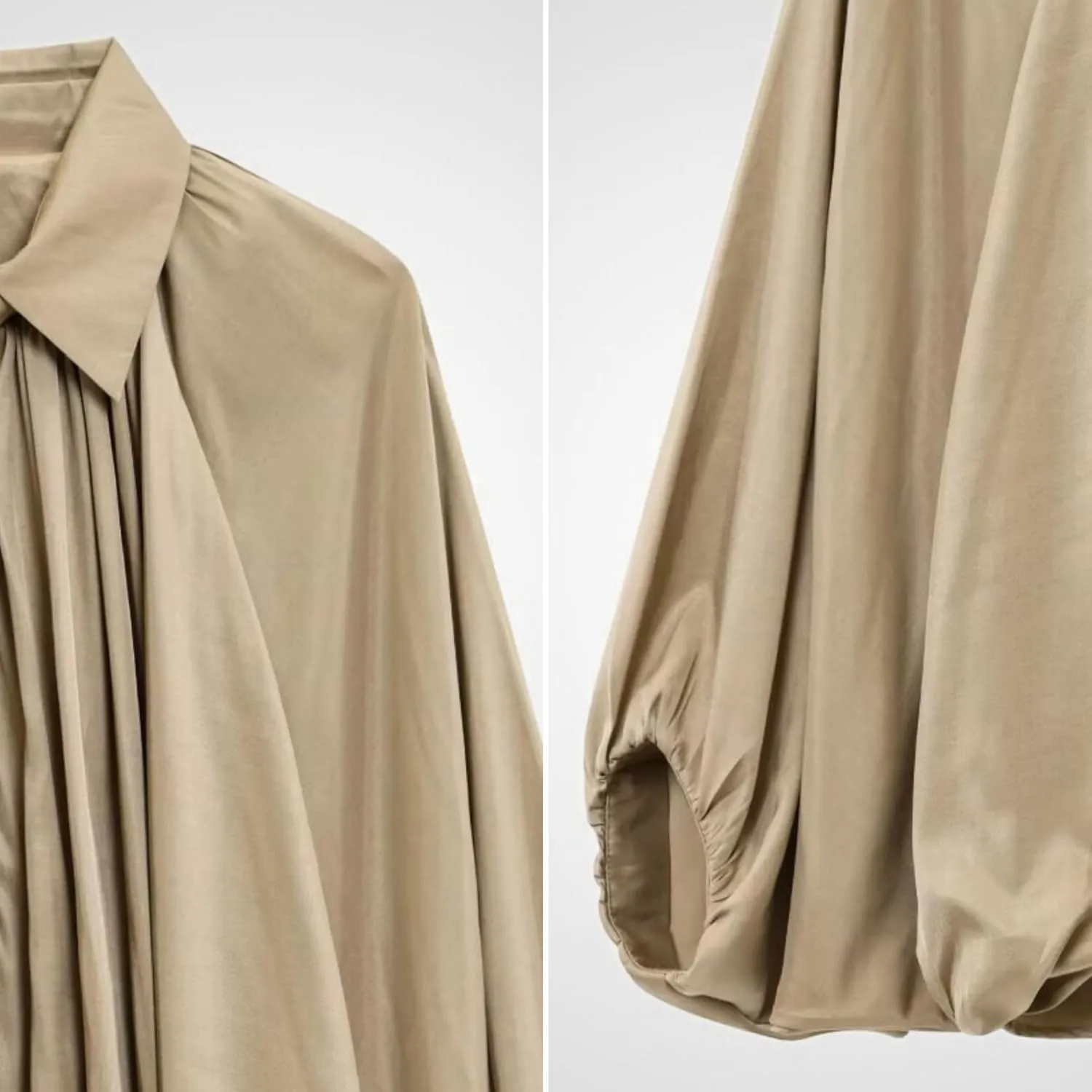 FindThy Womens Puffed Bomber Jacket Trendy Lapel Collar Long Batwing Sleeve Front Zip Oversized Shirts