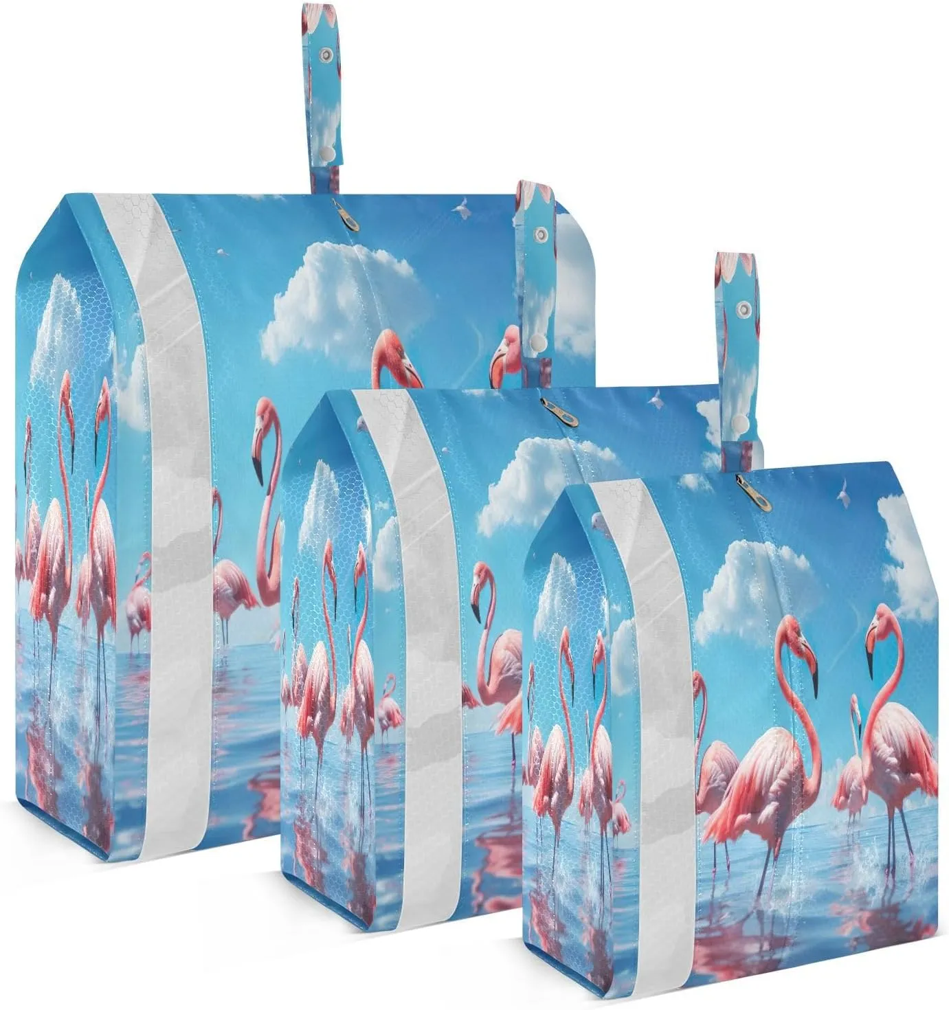 Flamingos Summer Blue Sky Packing Cubes for Travel 3 Set Packing Cubes Large Luggage Bags Organizer for Carry On Suitcases