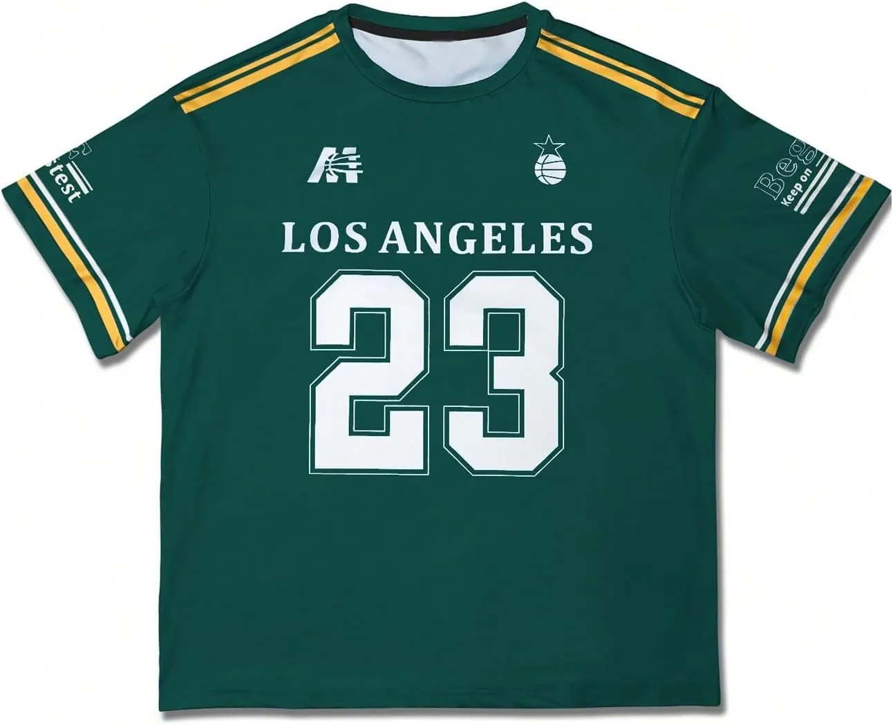 Floerns Men's Jersey Letter Print Graphic Oversized T Shirt Short Sleeve Crewneck Casual Football Jersey Shirts