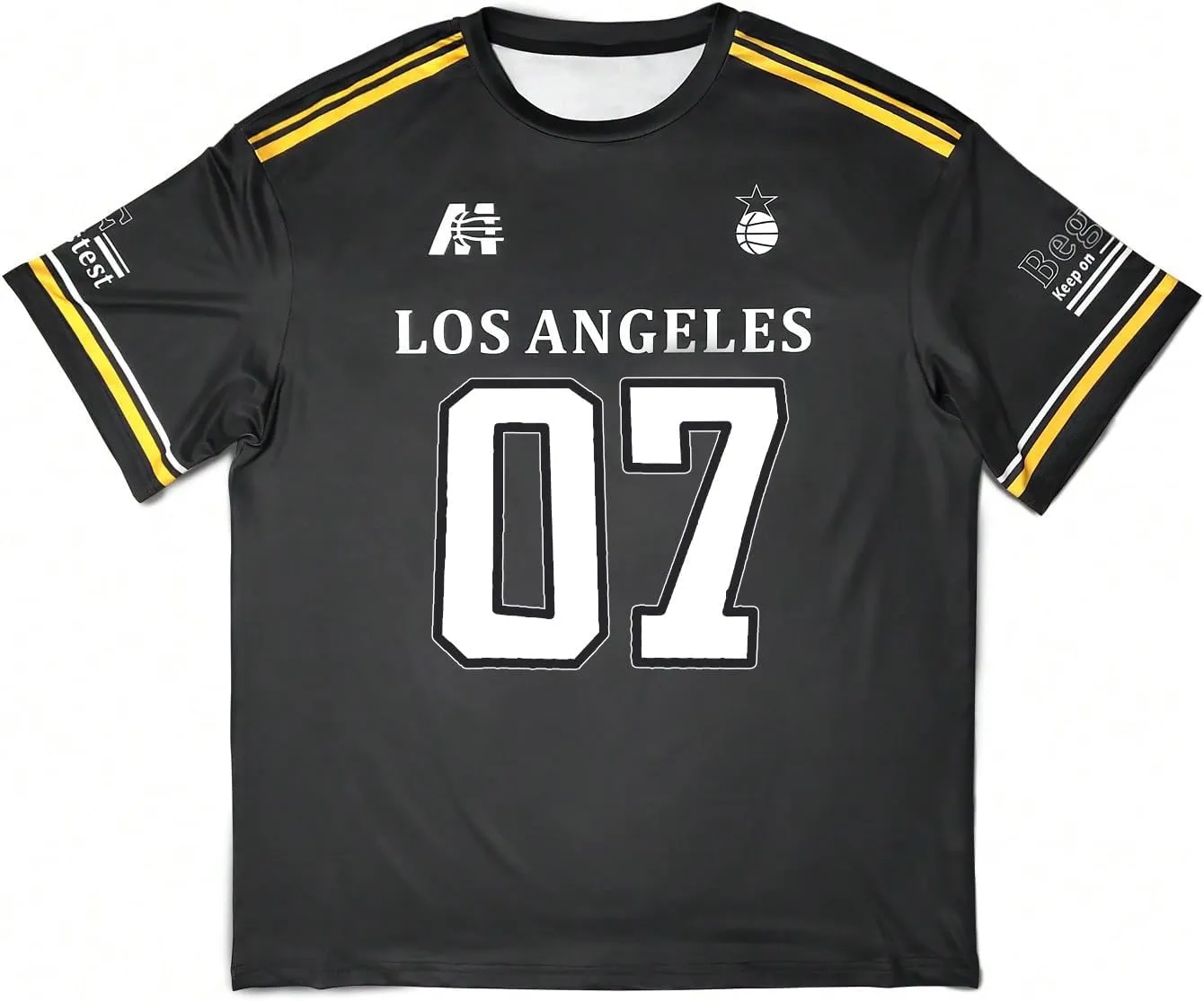 Floerns Men's Jersey Letter Print Graphic Oversized T Shirt Short Sleeve Crewneck Casual Football Jersey Shirts