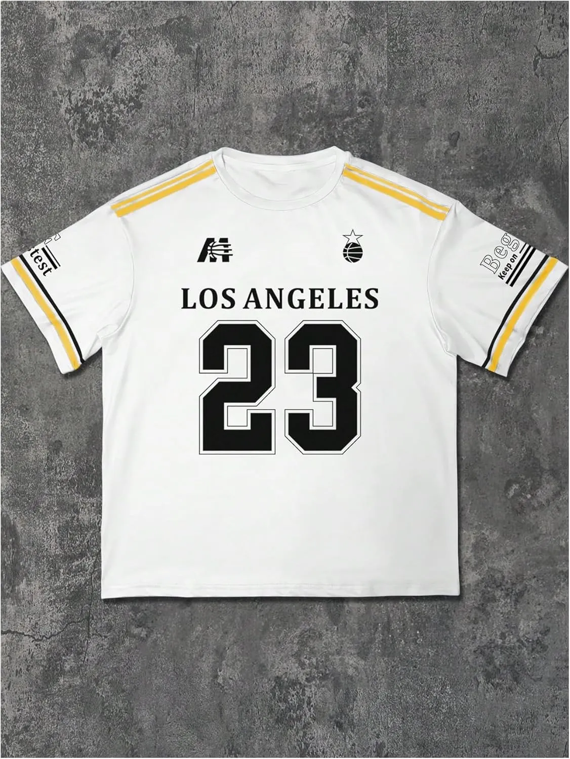 Floerns Men's Jersey Letter Print Graphic Oversized T Shirt Short Sleeve Crewneck Casual Football Jersey Shirts