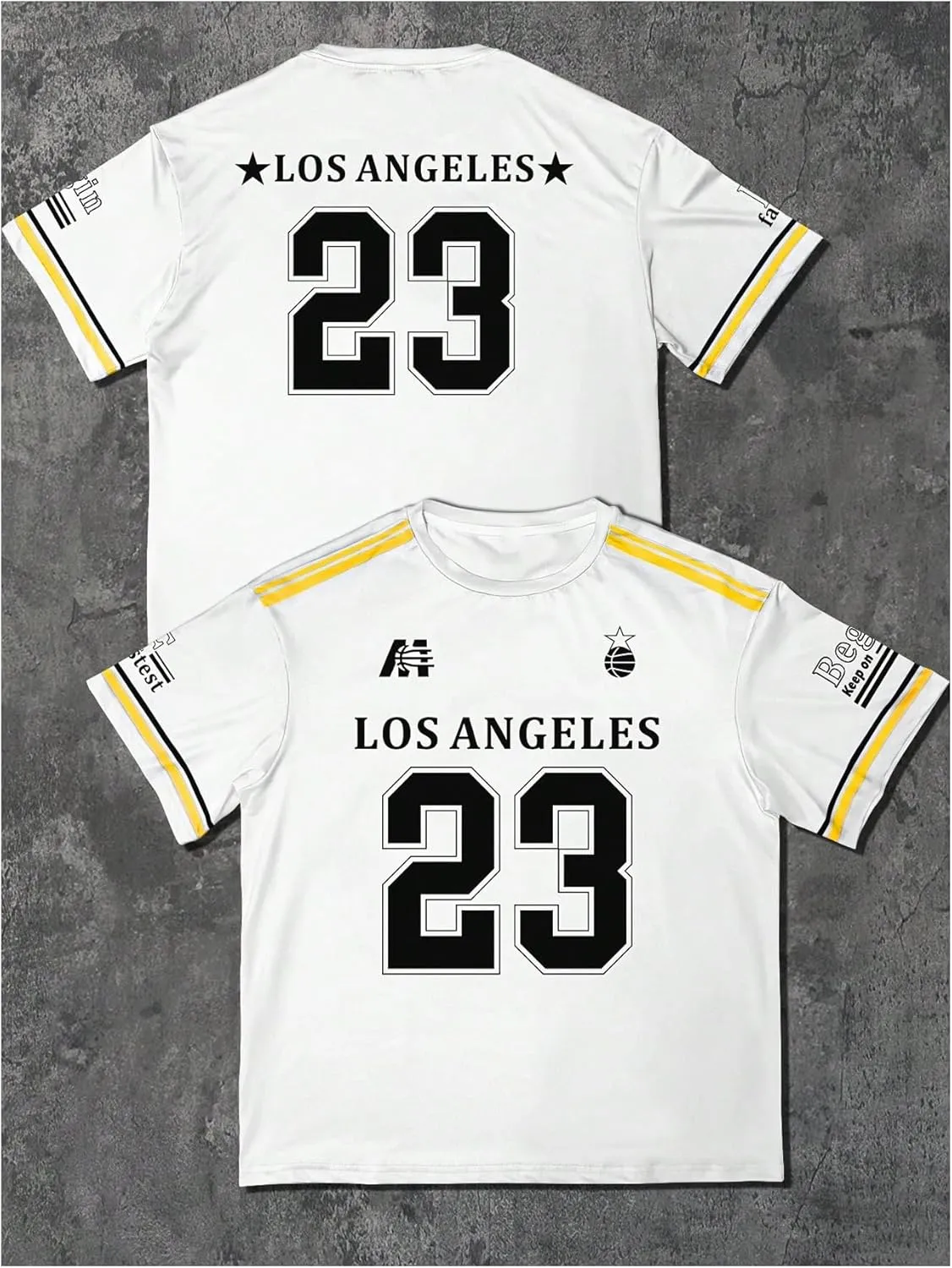 Floerns Men's Jersey Letter Print Graphic Oversized T Shirt Short Sleeve Crewneck Casual Football Jersey Shirts
