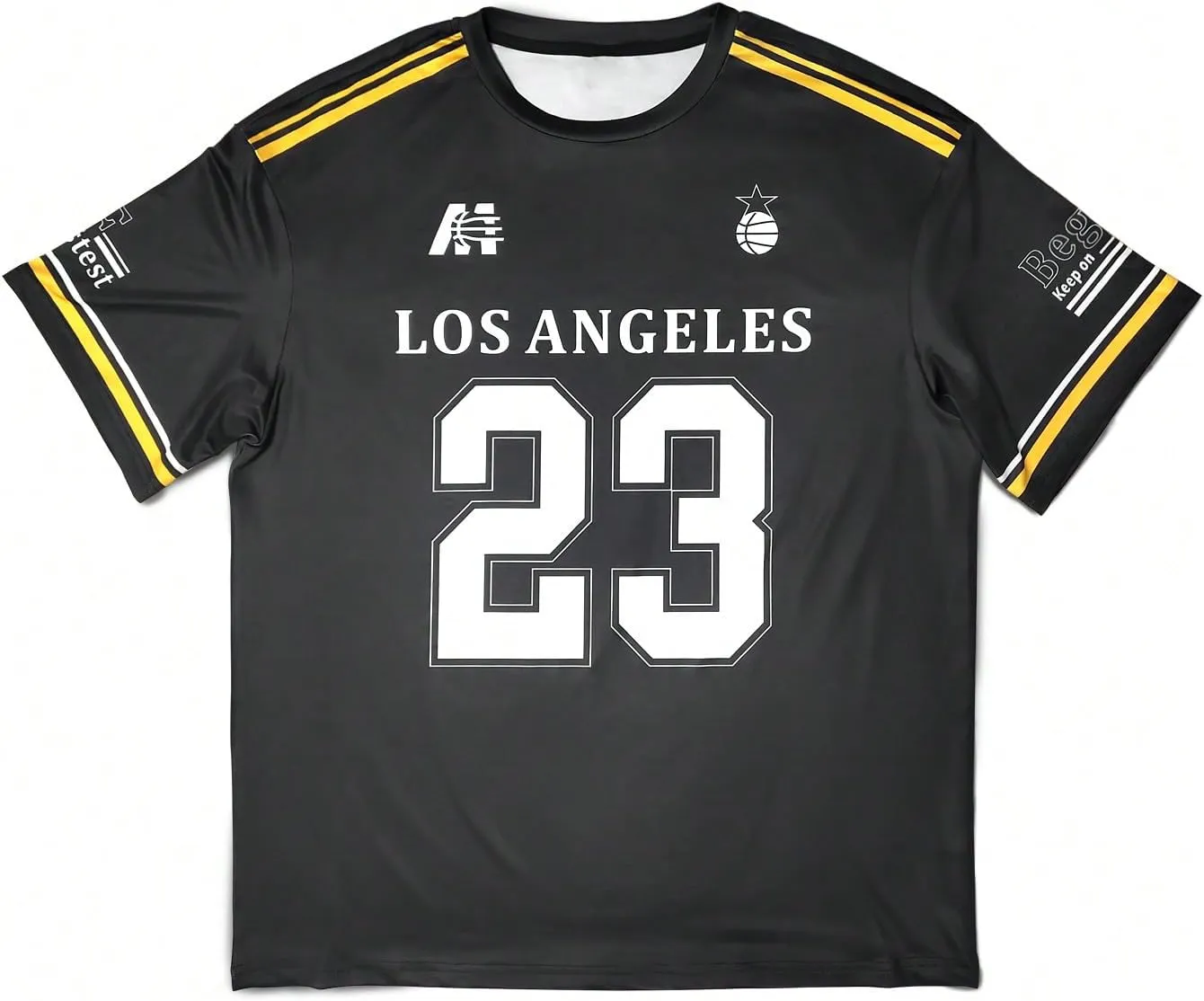 Floerns Men's Jersey Letter Print Graphic Oversized T Shirt Short Sleeve Crewneck Casual Football Jersey Shirts