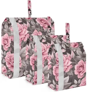 Floral Colorful Flowers Packing Cubes for Travel 3 Set Compression Travel Cubes Luggage Packing Organizers for Travel Essentials