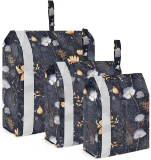 Floral Flowers Black Packing Cubes for Travel 3 Set Compression Cubes Luggage Cubes for Suitcases