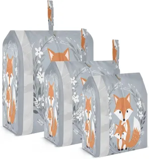 Floral Fox Packing Cubes for Travel 3 Set Compressible Packing Cubes Luggage Bags for Organization