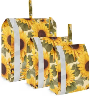 Floral Leaves Watercolor Sunflowers Packing Cubes for Travel 3 Set Large Packing Cubes Luggage Bags Organizer for Travel