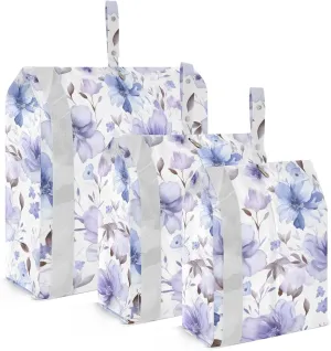 Floral Purple White Flowers Packing Cubes for Travel 3 Set Packing Compression Cubes Luggage Cubes for Vacation Clothes