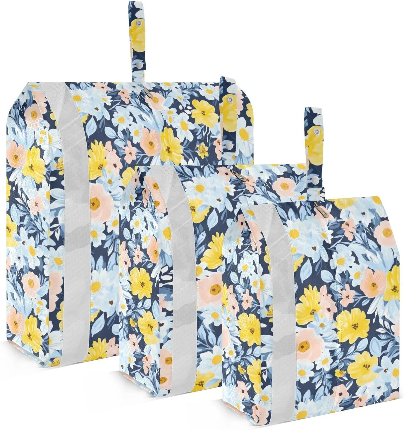 Flower Blue Yellow Packing Cubes for Travel 3 Set Large Packing Cubes Luggage Bags Organizer for Suitcases