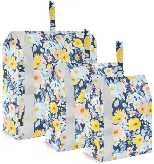 Flower Blue Yellow Packing Cubes for Travel 3 Set Large Packing Cubes Luggage Bags Organizer for Suitcases