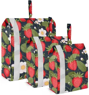 Flower Fruit Strawberries Packing Cubes for Travel 3 Set Compression Packing Bags Luggage Packing Organizers for Travel Compression