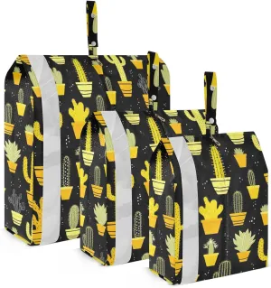 Flower Succulents Cactus Yellow Packing Cubes for Travel 3 Set Packing Travel Organizer Cubes Suitcase Organizer for Travel Compression