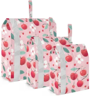 Flowers Cherry Packing Cubes for Travel 3 Set Compression Travel Cubes Luggage Bags Organizer for Carry On