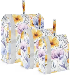 Flowers Leaves Watercolor Packing Cubes for Travel 3 Set Compression Packing Cube Suitcase Organizer Bags Set for Travel Accessories