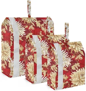 Flowers Red Chrysanthemum Packing Cubes for Travel 3 Set Compression Travel Cubes Luggage Bags Organizer for Travel Compression