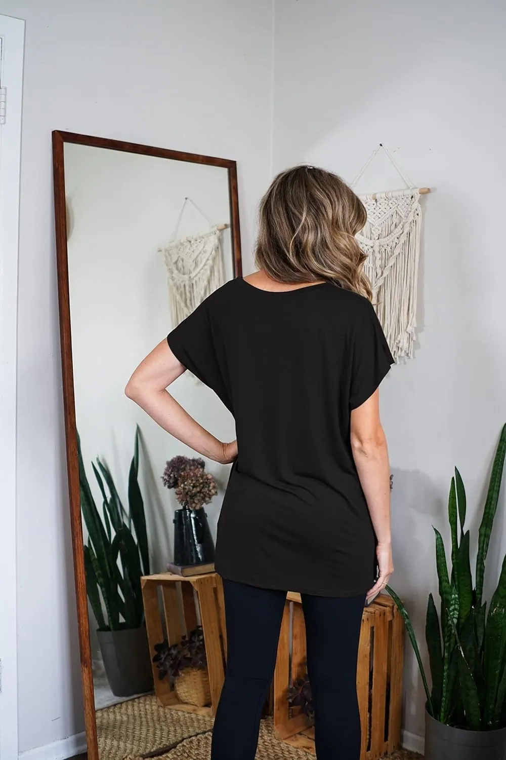 Free to Live 3 Pack Extra Long Tshirts for Women Tunic Tops to Wear with Leggings Short Sleeve Tee Workout T Shirts Loose Fit