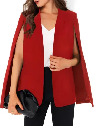 GAMISOTE Womens Cape Blazer Split Sleeve Open Front Casual Jacket Coat Workwear