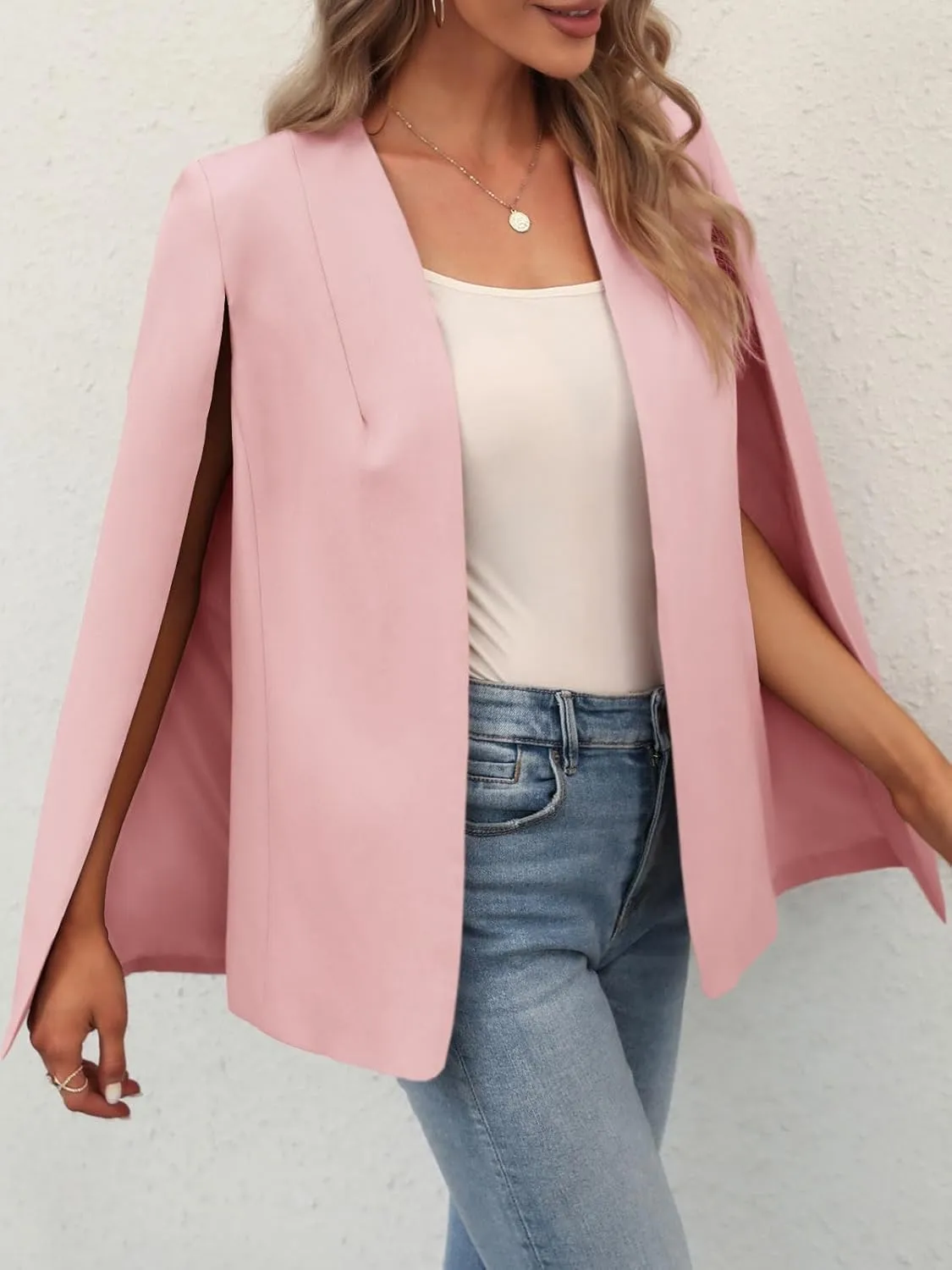 GAMISOTE Womens Cape Blazer Split Sleeve Open Front Casual Jacket Coat Workwear