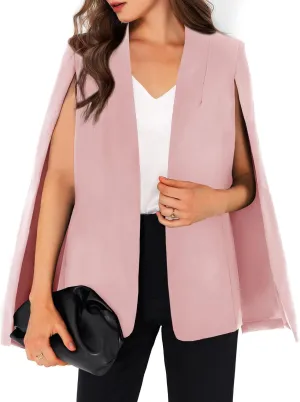 GAMISOTE Womens Cape Blazer Split Sleeve Open Front Casual Jacket Coat Workwear
