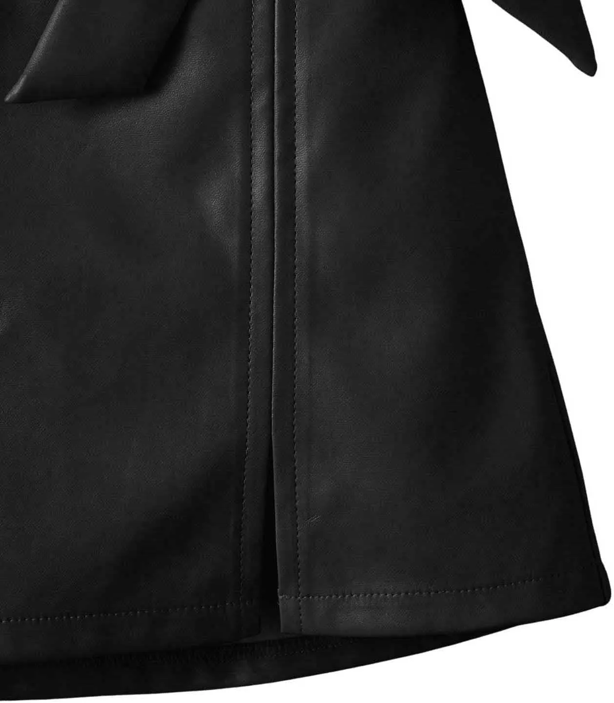 Girl's Cute PU Leather Skirt Elastic High Waist Split Hem Bow Front Mini Skirts