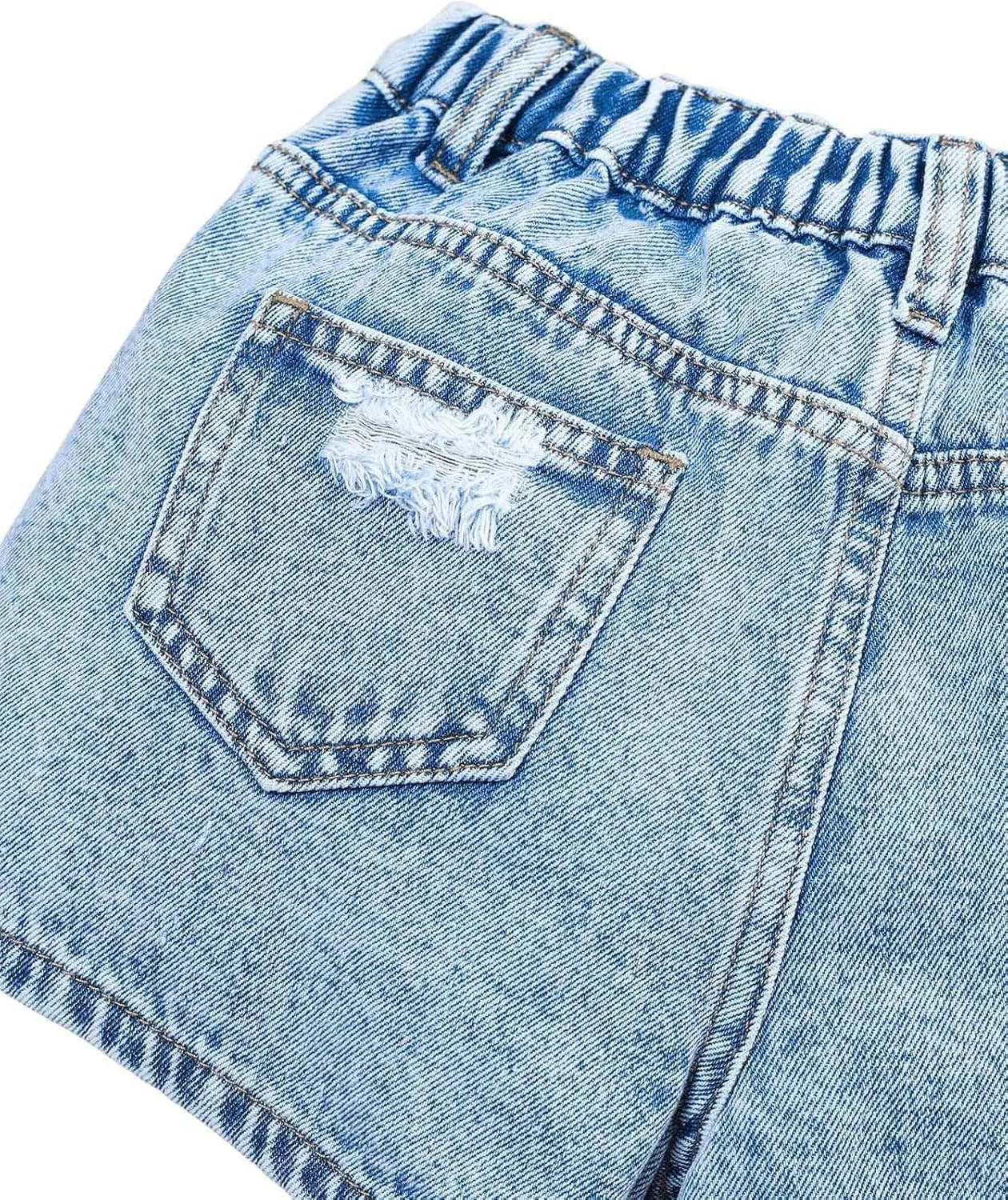 Girl's Solid High Waist Straight Leg Wrap Ripped Denim Shorts Zipper Denim Skort with Pocket