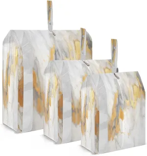 Gold White Marble Texture Packing Cubes for Travel 3 Set Compression Travel Cubes Luggage Organizer Bags for Suitcases