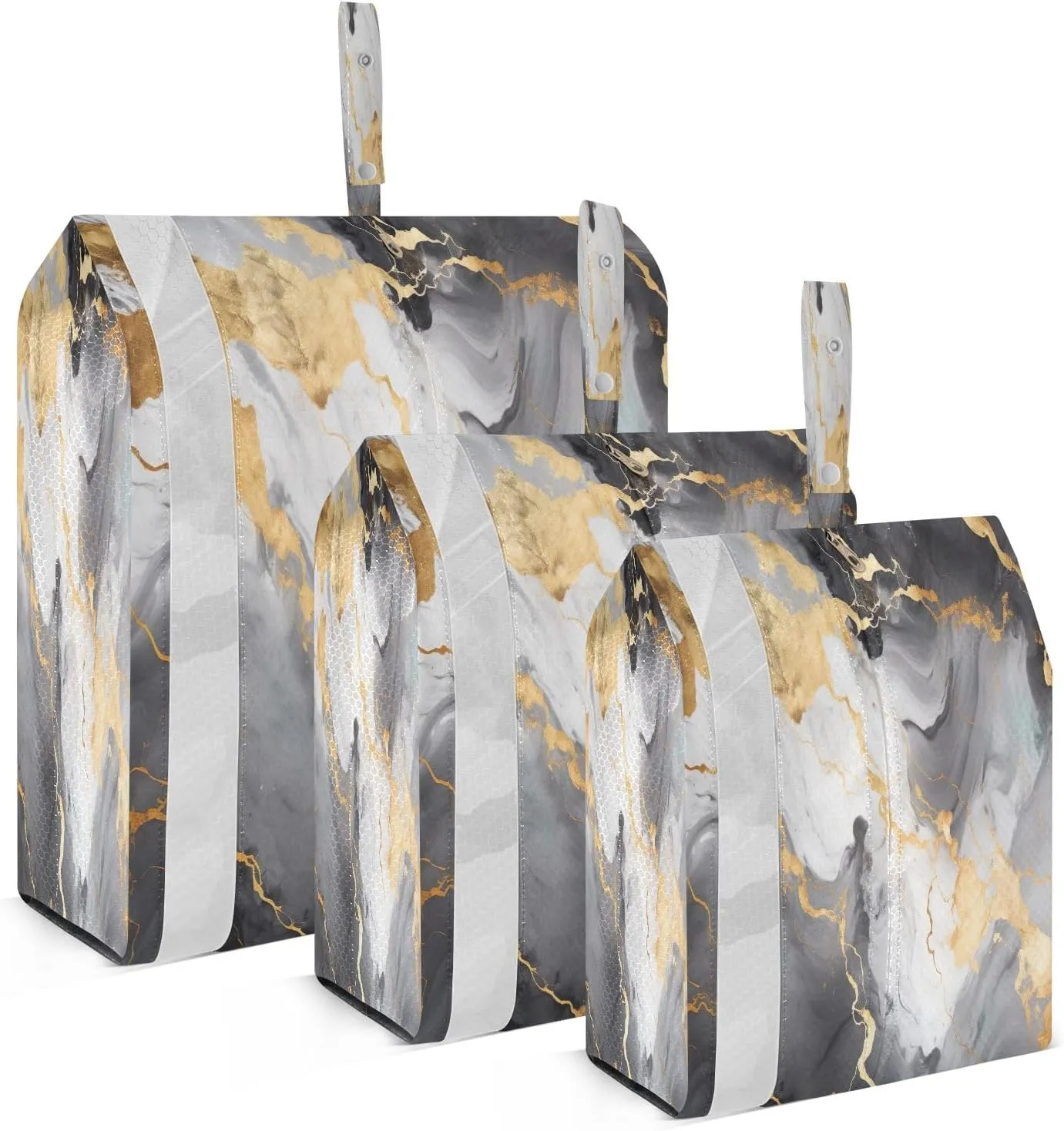 Golden Marble Black Packing Cubes for Travel 3 Set Compressible Packing Cubes Suitcase Organizer for Luggage