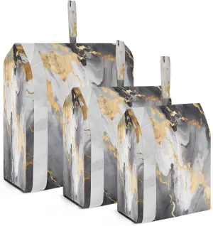 Golden Marble Black Packing Cubes for Travel 3 Set Compressible Packing Cubes Suitcase Organizer for Luggage