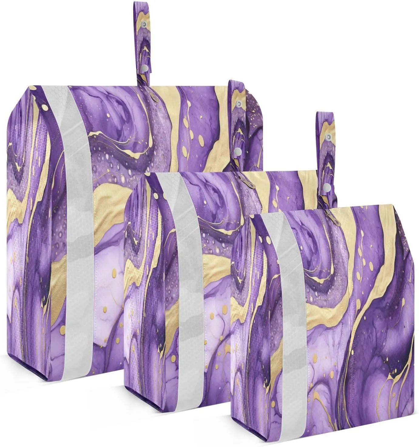 Golden Purple Marble Packing Cubes for Travel 3 Set Large Packing Cubes Luggage Bags Organizer for Suitcases