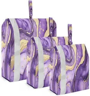 Golden Purple Marble Packing Cubes for Travel 3 Set Large Packing Cubes Luggage Bags Organizer for Suitcases