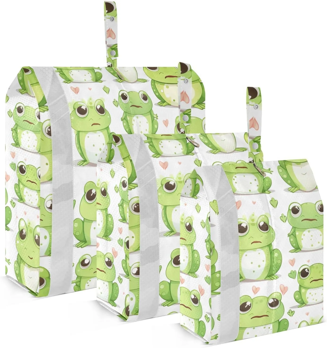 Green Frogs Heart Packing Cubes for Travel 3 Set Compression Packing Cubes Luggage Organizers for Packing Compression