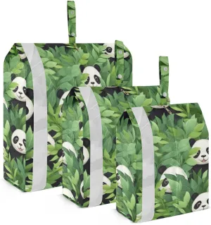 Green Pandas Leaves Packing Cubes for Travel 3 Set Travel Packing Organizers Suitcase Organizer for Woman Man