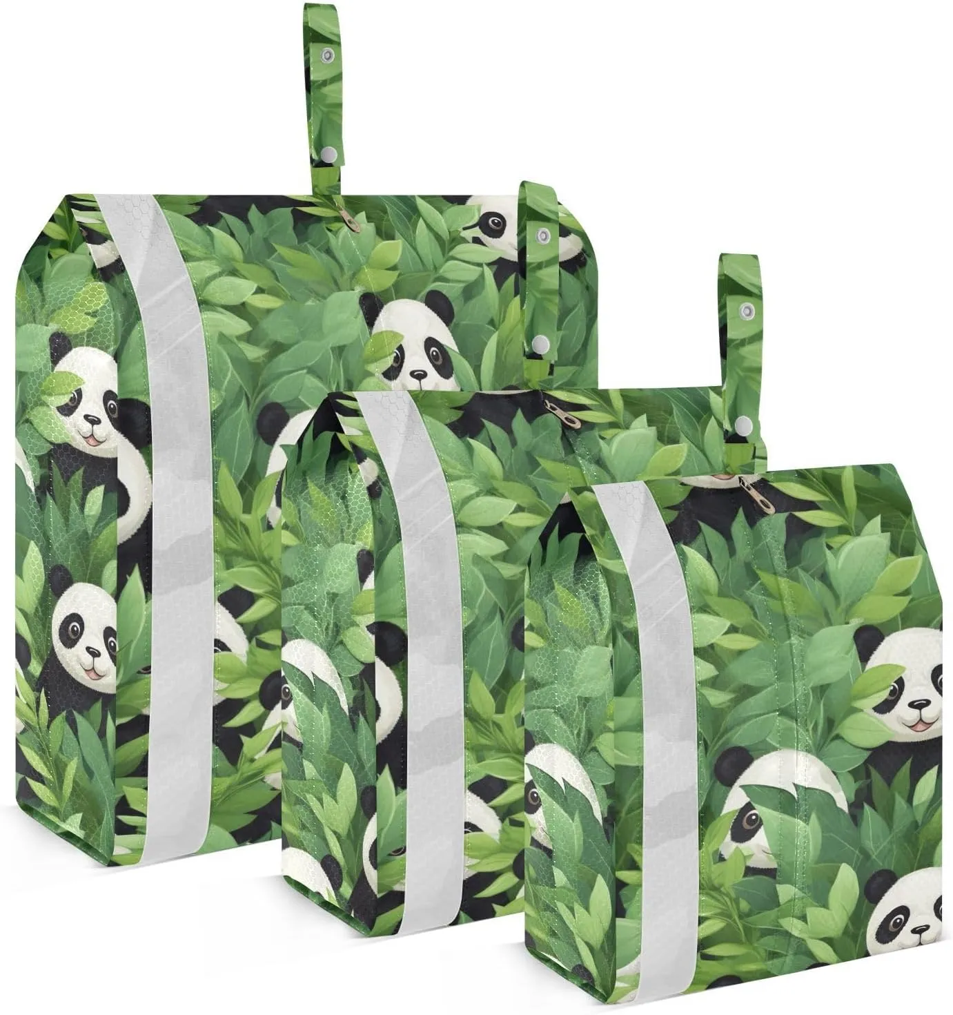 Green Pandas Leaves Packing Cubes for Travel 3 Set Travel Packing Organizers Suitcase Organizer for Woman Man