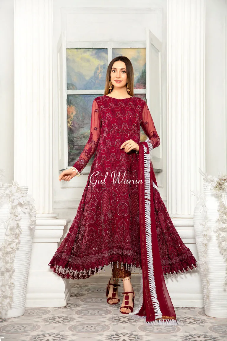 Gulwarun Ready to Wear Chiffon Embroidered Dress 12