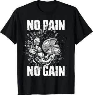 Gym Fitness and Bodybuilding Shirts for Men No Pain No Gain T-Shirt