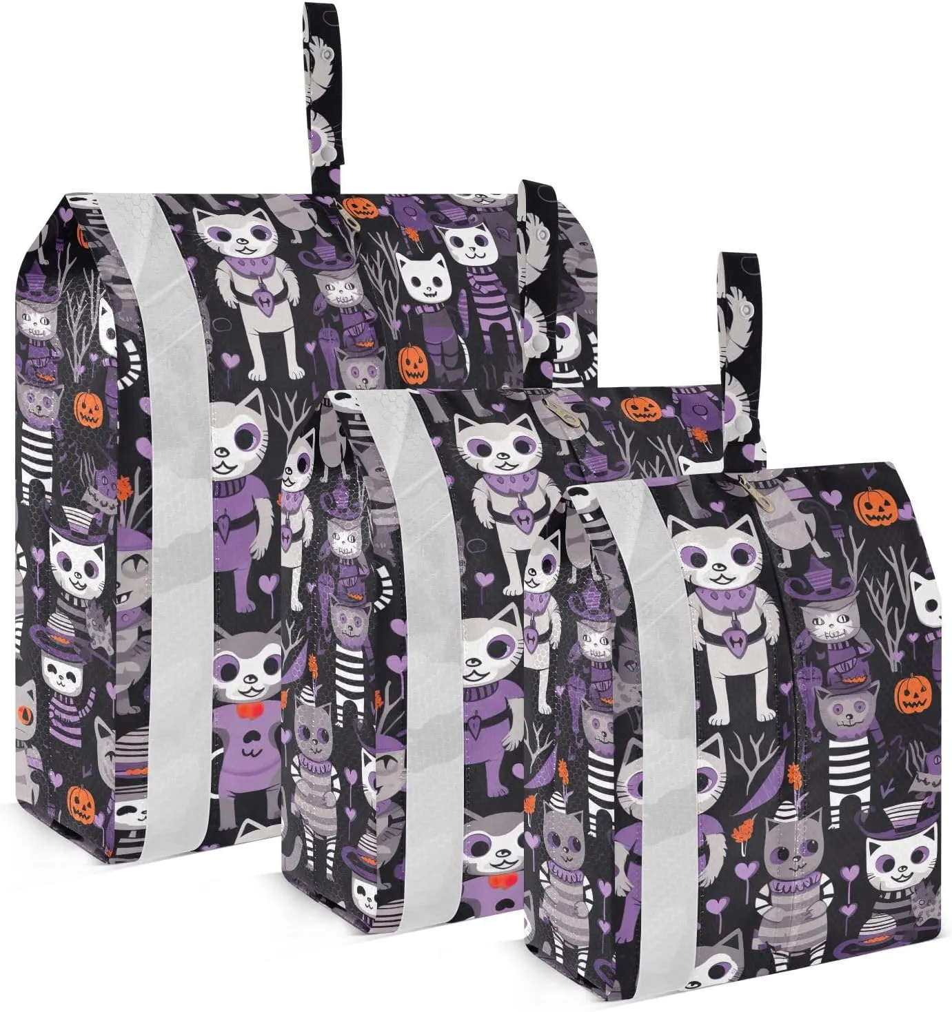 Halloween Cats Packing Cubes for Travel 3 Set Compression Travel Bags Luggage Packing Organizers for Travel Compression